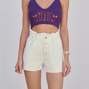 Zara Cream High Waist Women Shorts
